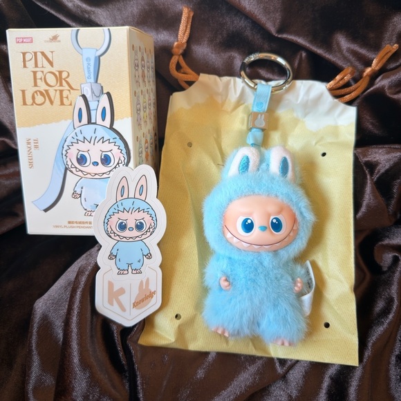 POP MART Accessories - Labubu PIN FOR LOVE Letter “ K “ Key chain Charm light Blue color Pop Mart NEW